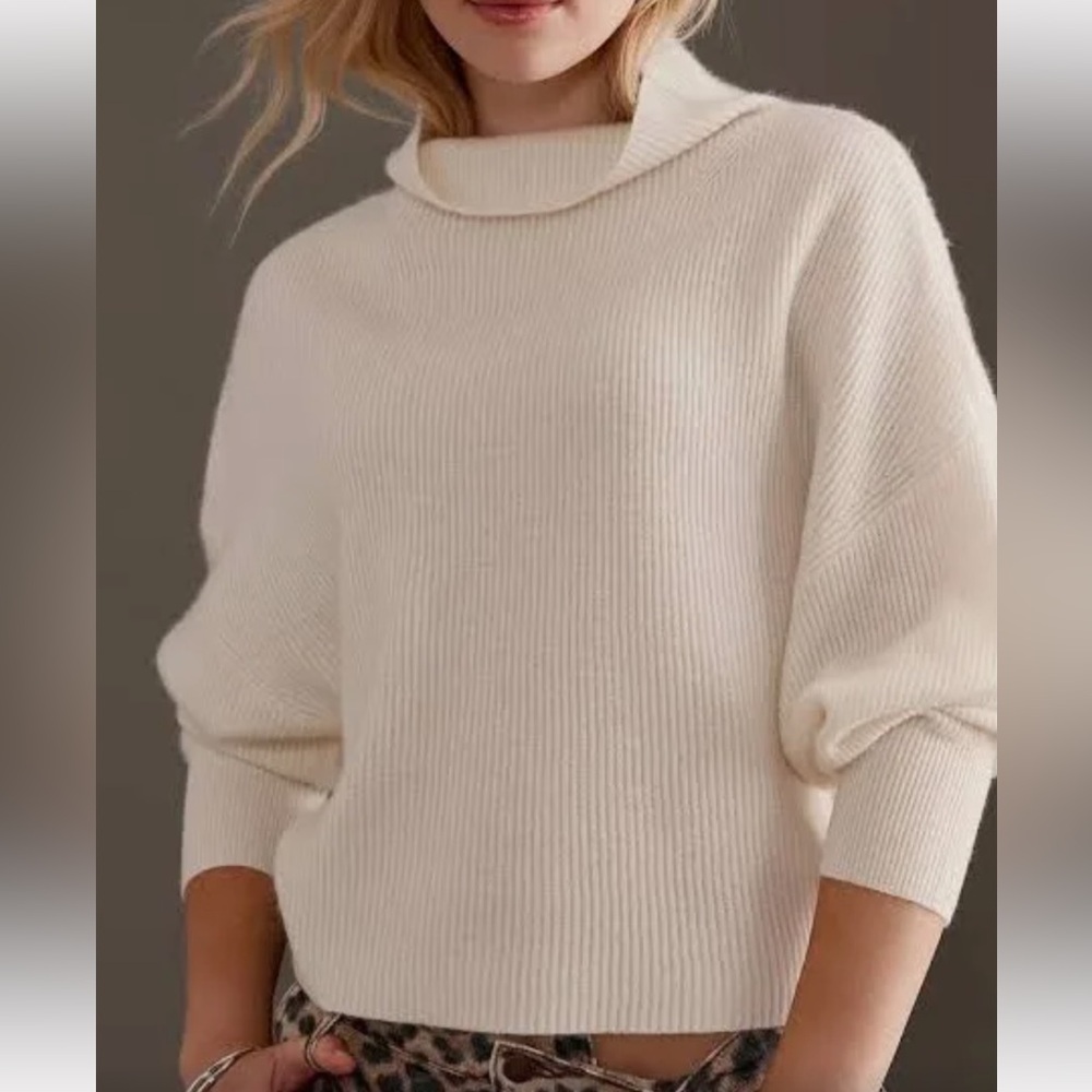 Pilcro  Anthropologie Amir ribbed half turtleneck neck cashmere sweater size XS